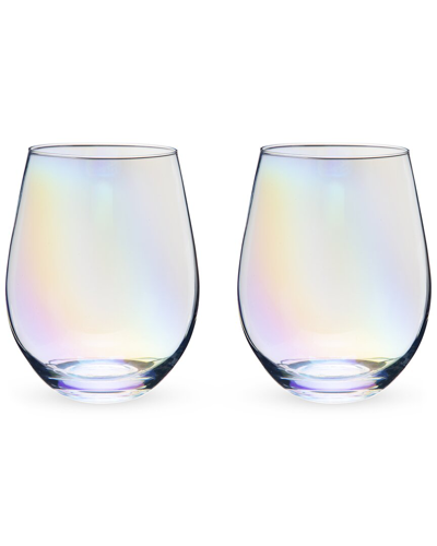 Twine Luster Stemless Wine Glass Set In Multicolor