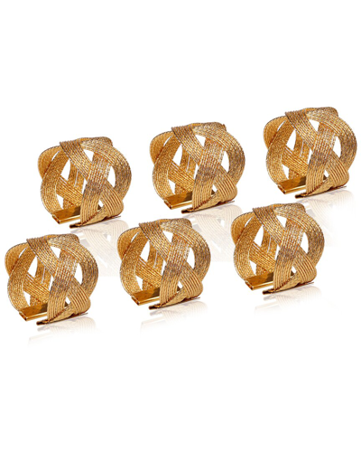 Alice Pazkus Set Of 6 Napkin Rings In Gold