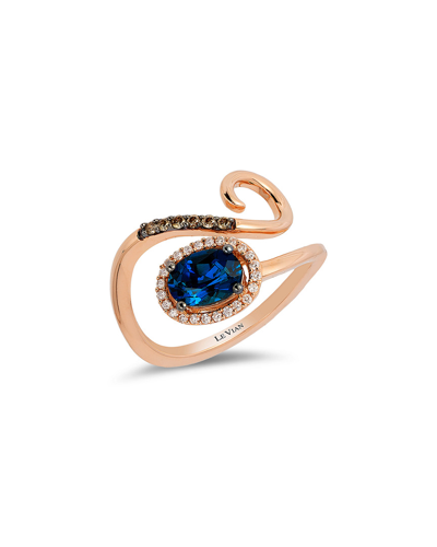 Le Vian 14k Rose Gold 1.01 Ct. Tw. Diamond & Blue Topaz Ring