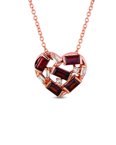 Le Vian ® 14k Strawberry Gold 0.63 Ct. Tw. Diamond & Garnet Necklace In Pink/rose Gold Tone/gold Tone