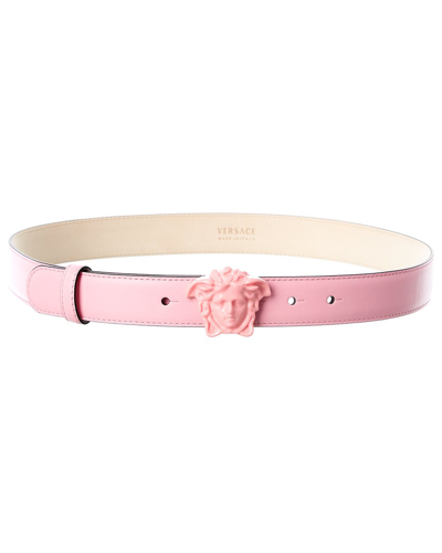 Versace Palazzo Buckle Leather Belt In Pink