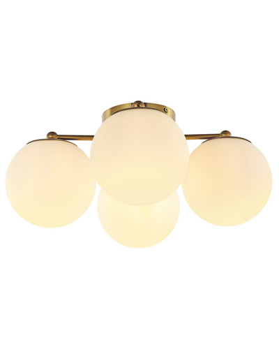 Jonathan Y Orly 18in 4-light Irled Semi Flush Mount In Brass