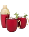 Twine Moscow Mule Mug And Cocktail Shaker, Set Of 3