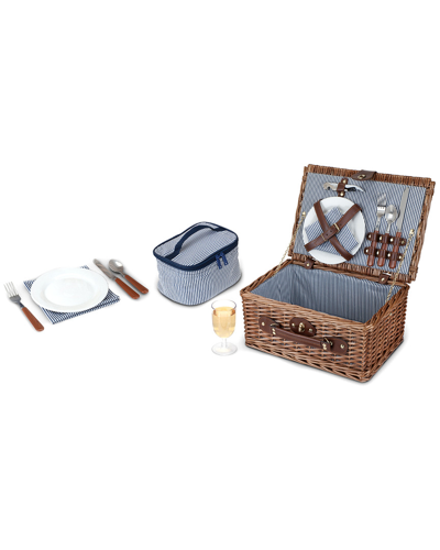 Twine Seaside Newport Wicker Picnic Basket In Brown