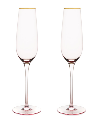 Twine Rose Crystal Champagne Flute Set