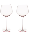 Twine Rose Crystal Red Wine Glasses Set Of 2