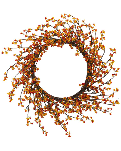 Nearly Natural 24in Sweet Bitter Wreath In Orange