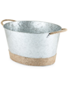 Twine Seaside Jute Rope Wrapped Galvanized Tub