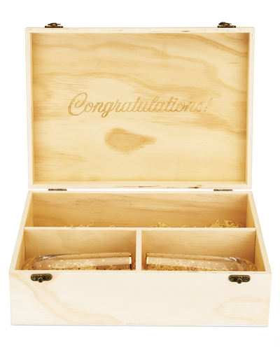 Twine Celebrate Wood Champagne Box With Set Of Flutes