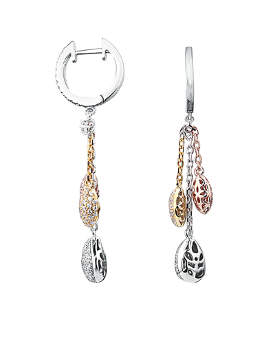Suzy Levian Tri-color Gold Over Silver Cz Dangle Earrings