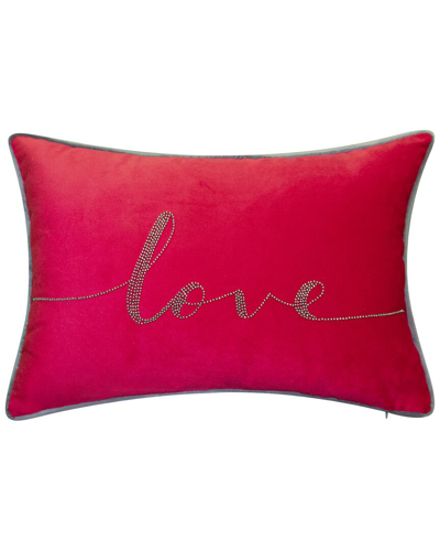 Edie Home Celebrations Beaded Love Decorative Pillow In Red