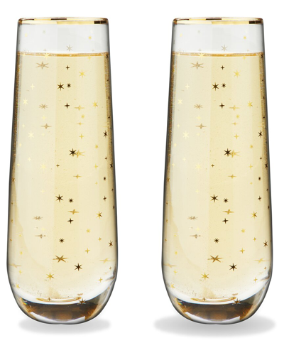 Twine Starlight Stemless Champagne Flute Set In Gold