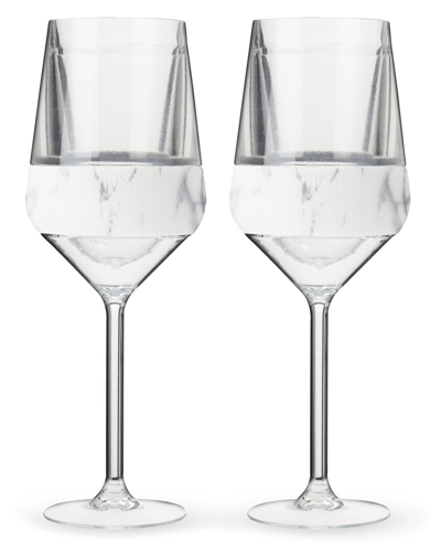 Host Wine Freeze Stemmed Cooling Cups (set Of 2) In Marble In White