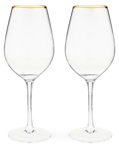 Twine Gilded Stemmed Wine Glass Set In Gold