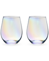 Twine Luster Stemless Wine Glass Set In Multicolor