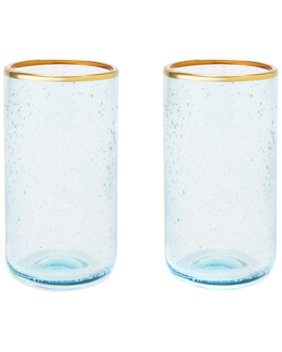 TWINE TWINE SEASIDE AQUA BUBBLE GLASS TUMBLER SET