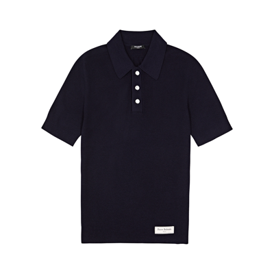 Balmain Polo With Logo Patch In Blue