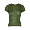 Frame Mesh-lace Crewneck Baby Tee In Khaki