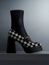 CHARLES & KEITH CHARLES & KEITH - CHECKERED METALLIC ACCENT PLATFORM ANKLE BOOTS