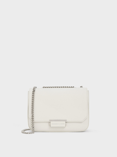 Charles & Keith Chain Strap Shoulder Bag In White