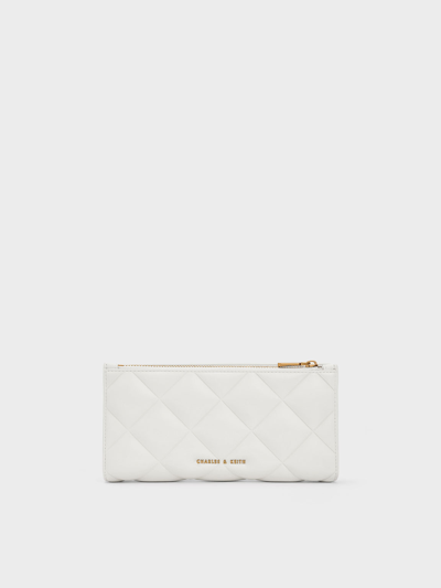 Charles & Keith Danika Quilted Long Wallet In White