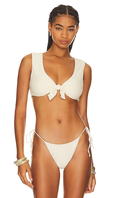 Yevrah Swim Santorini T Shirt Bikini Top In Cream