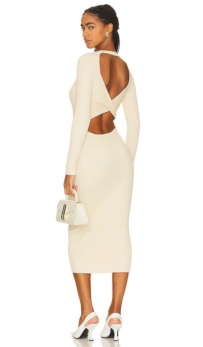 Bardot Midi Knit Dress In Cream-white