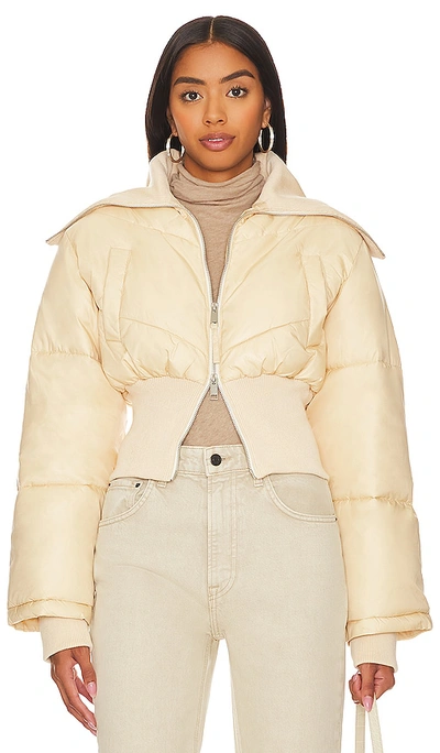 L'academie Rylee Cropped Puffer In Cream
