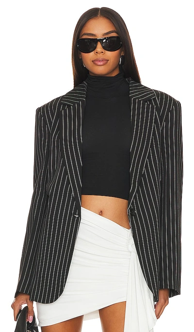 Superdown Tiffany Pinstripe Blazer In Black
