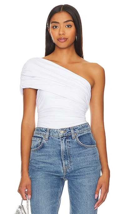 Susana Monaco Gathered One Shoulder Top In White