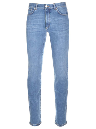 Z Zegna Logo Patch Mid Rise Jeans In Blue