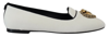 Dolce & Gabbana White Velvet Slip Ons Loafers Flats Shoes In White