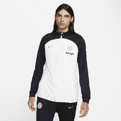 Nike Chelsea Fc Strike  Men's Dri-fit Knit Soccer Track Jacket In White