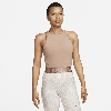 Nike Pro Crop Top In Desert Dust-white In Brown