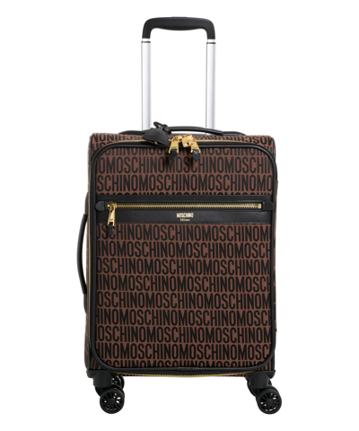 Moschino Logo Suitcase In Brown