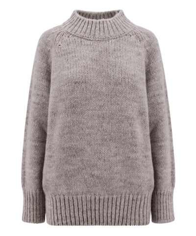 Maison Margiela High Neck Alpaca Wool Sweater In Neutral