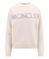 Moncler Logo Embroidered Crewneck Knit Sweater In White