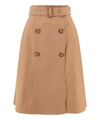 Burberry Baleigh Button-front Belted Midi Skirt In Beige