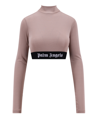 Palm Angels Top With Logo In Beige