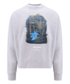 Palm Angels Organic Cotton Sweatshirt With Hunting In The Forest Print In Grey