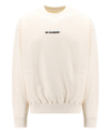 Jil Sander Logo Print Crewneck Sweatshirt In Beige