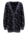 Pinko Intarsia-knit Button-up Cardigan In Black