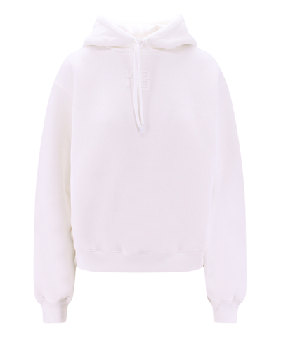 Alexander Wang Puff Logo Cotton Hoodie In White