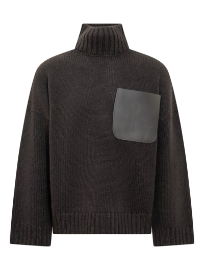 Jw Anderson Knitted Pocket-detail Sweater In Black