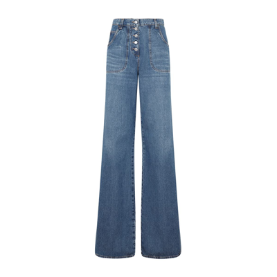 Etro Logo-appliqué Wide-leg Jeans In Blue
