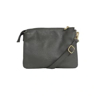 Attic Womenswear Italian Leather Triple Section Crossbody Bag In Grey