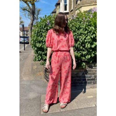 Percy Langley Posey Trouser In Rose Geo Blooms Print By Katrina & Re