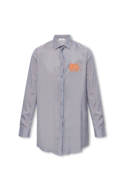 Etro Logo Embroidered Striped Shirt In Multi