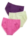 Natori Bliss Cotton French Cut 3-pack In Plum,lime,bloom