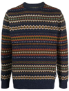 Barbour Graphic Print Crew Neck Wool Sweater In Blue